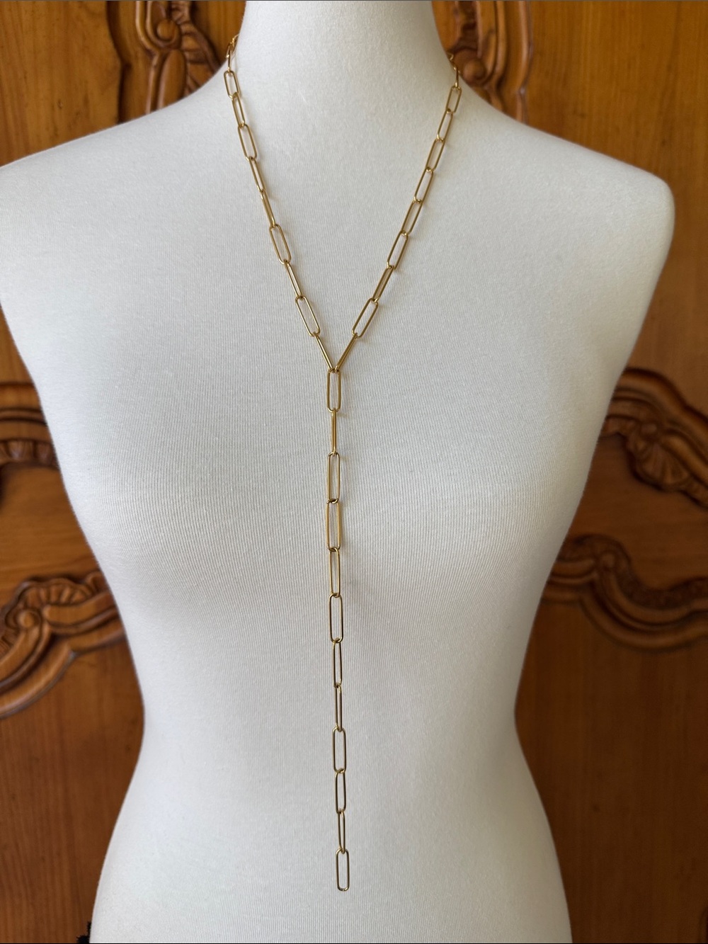 Zara Gold plated  Paperclip Lariat Necklace